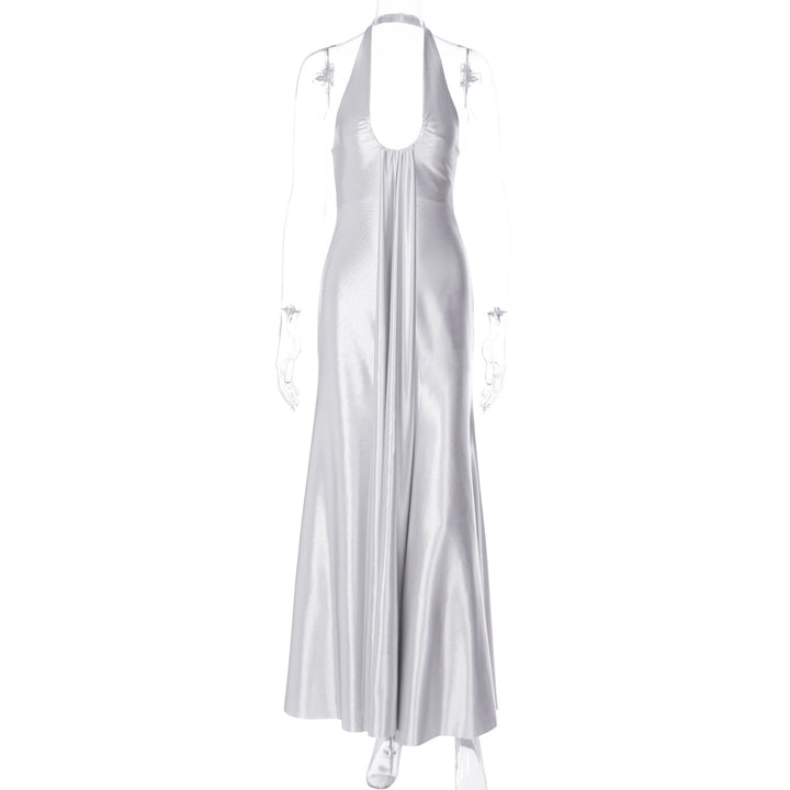 Damen Maxi Kleid mit eleganter Halterneck-Detaillierung und fließendem Schnitt Drune