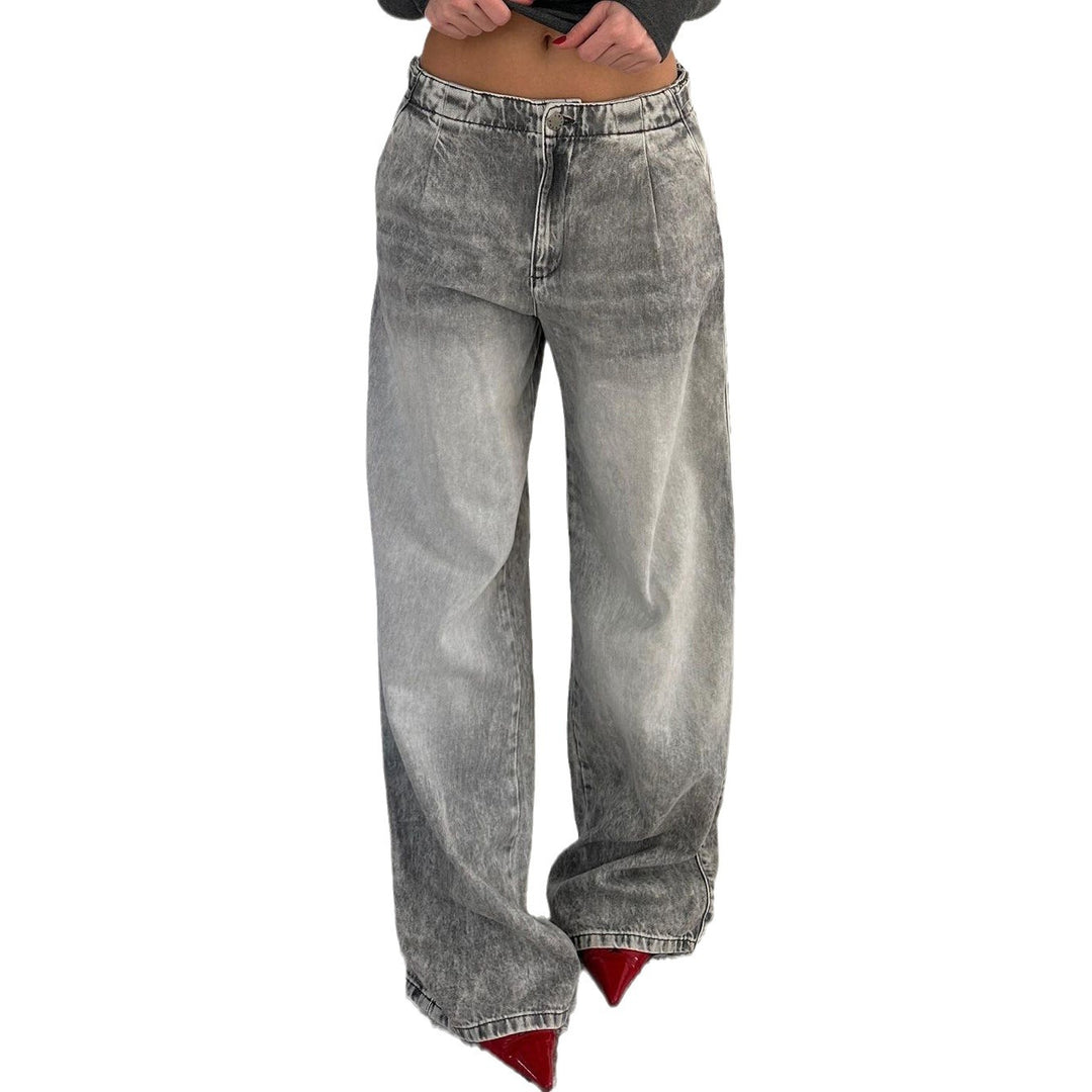 Damen Weit geschnittene Jeans mit modischem Used-Look Drune