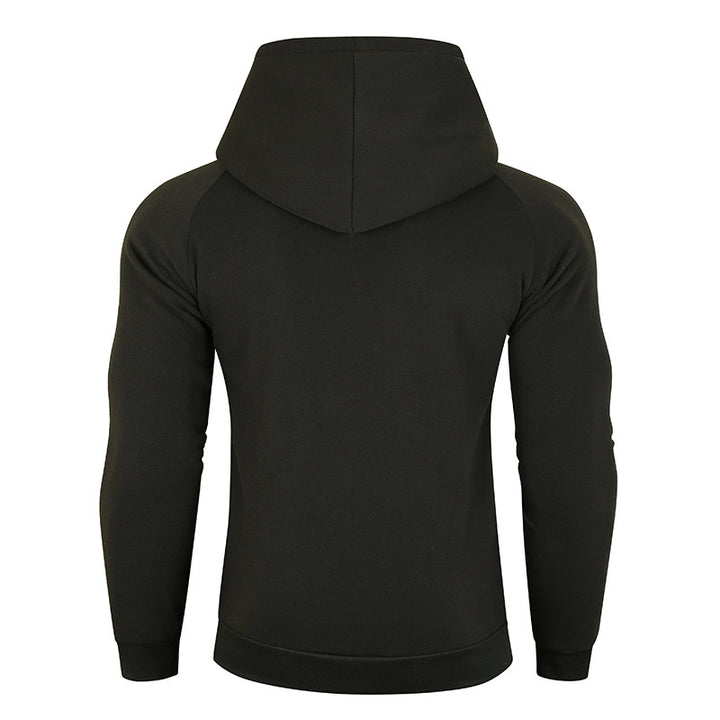 Herren nan asymmetrischer Kapuzenpullover mit Wickelkragen und verdeckter Knopfleiste, schlanke sportive Passform Drune