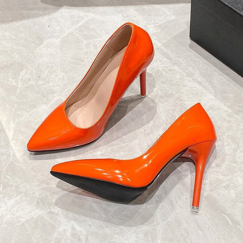 Damen elegante stiletto Pumps mit hochglänzender Oberfläche Drune