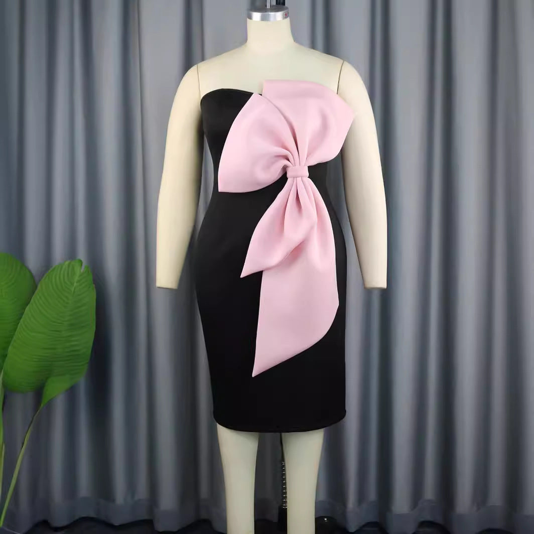 Damen Elegantes Wickelkleid mit übergroßer Schleifenapplikation Drune