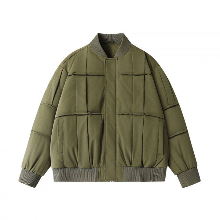Unisex Boxy-wattierte Bomberjacke im Oversize-Cut mit geripptem Saum und Stehkragen Drune
