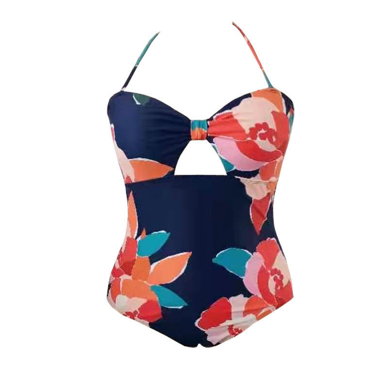 Damen Einteiliger Badeanzug mit floralem Cut-Out-Design Drune