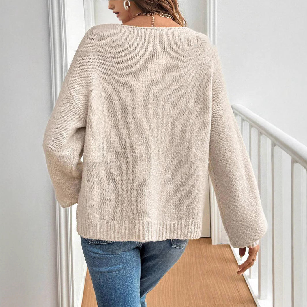 Damen lässiger Strickcardigan mit Bindebändern Drune