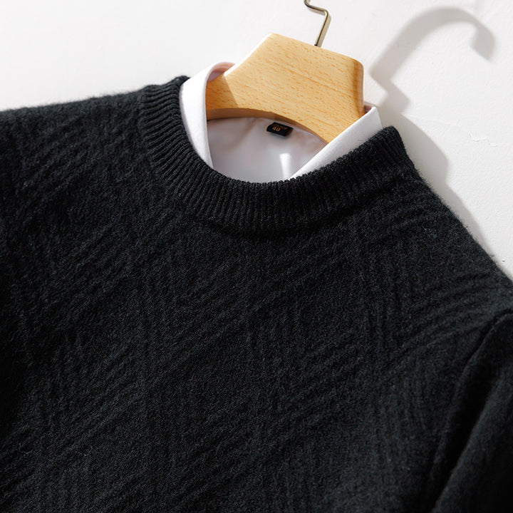 Herren Kurzrollkragenpullover aus Merino‑Mix mit diagonaler Rautenstruktur Drune