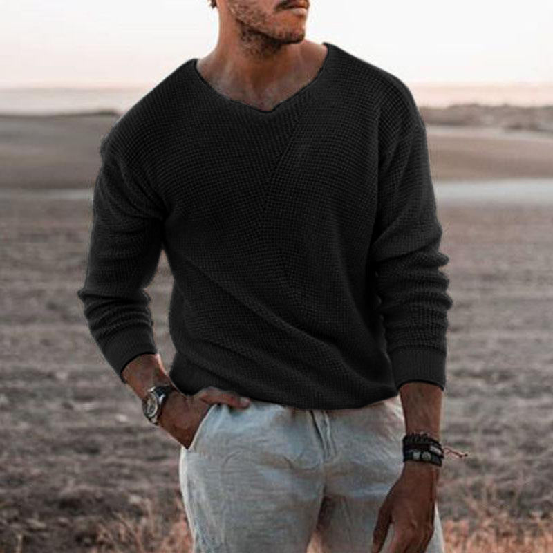 Herren Pullover mit V-Ausschnitt und strukturiertem Design Drune