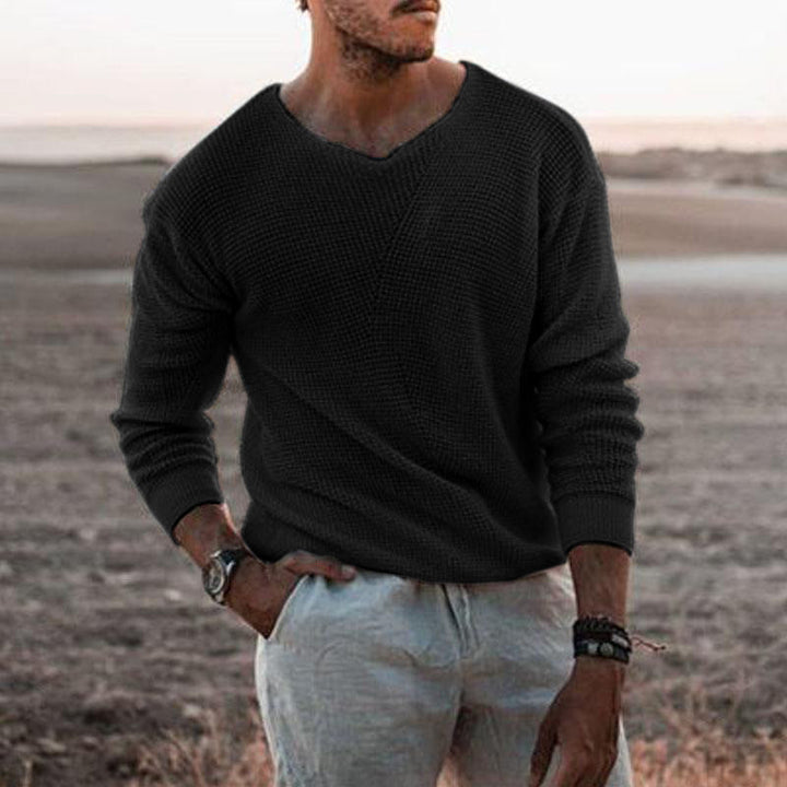 Herren Pullover mit V-Ausschnitt und strukturiertem Design Drune