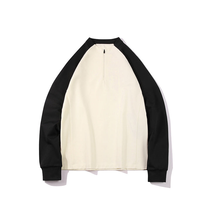Herren Halbzip-Sweatshirt mit Raglanärmeln, Stehkragen und Kontrastärmeln Drune