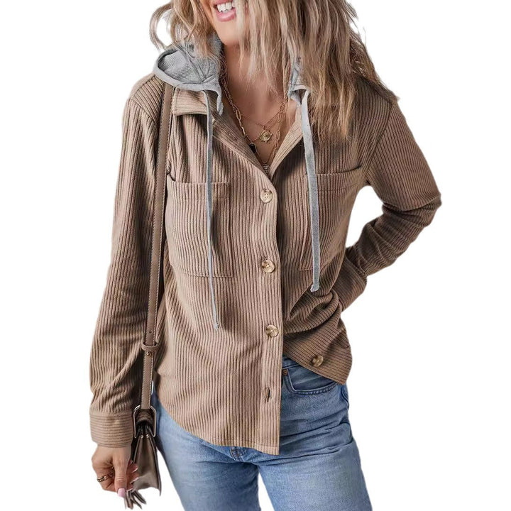 Drune | Damen Kapuzenshirt Jacke mit Rippstruktur Casual Style