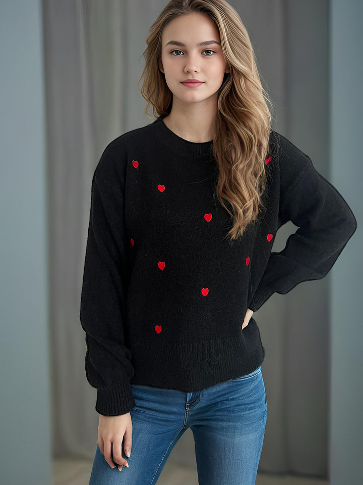 Damen Pullover mit verspieltem Herzmotiv und lässiger Passform Drune