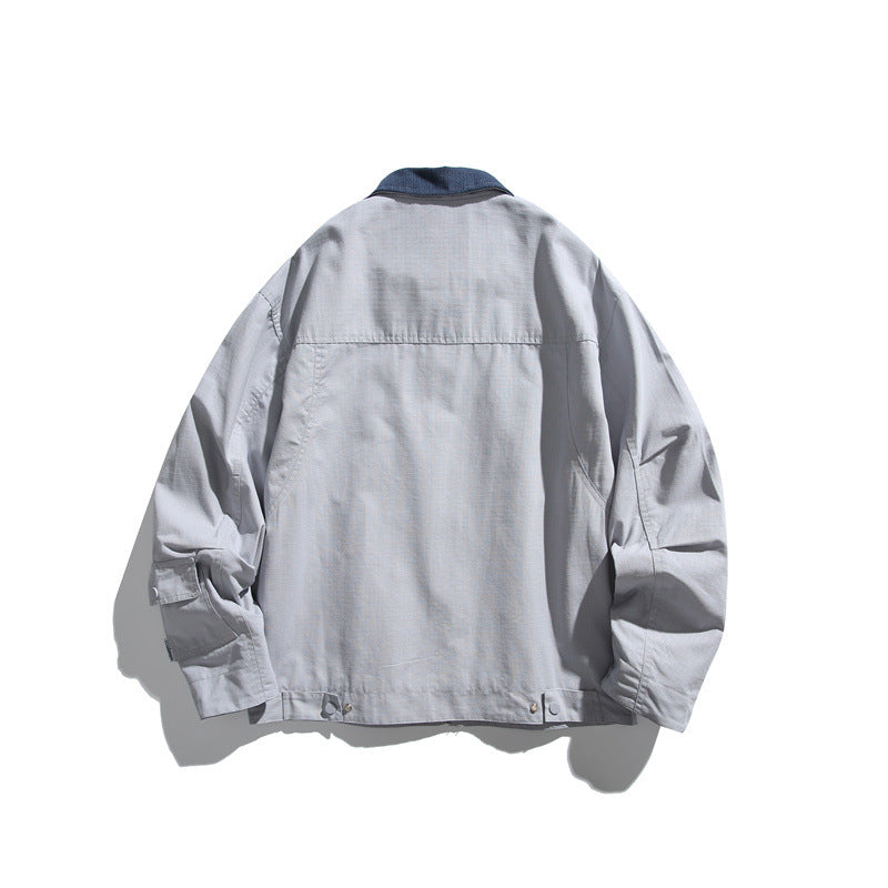 Herren Boxy-Workwear-Blousonjacke mit Kontrastkragen und Mehrfach-Taschen Drune