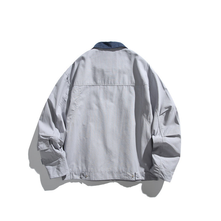 Herren Boxy-Workwear-Blousonjacke mit Kontrastkragen und Mehrfach-Taschen Drune