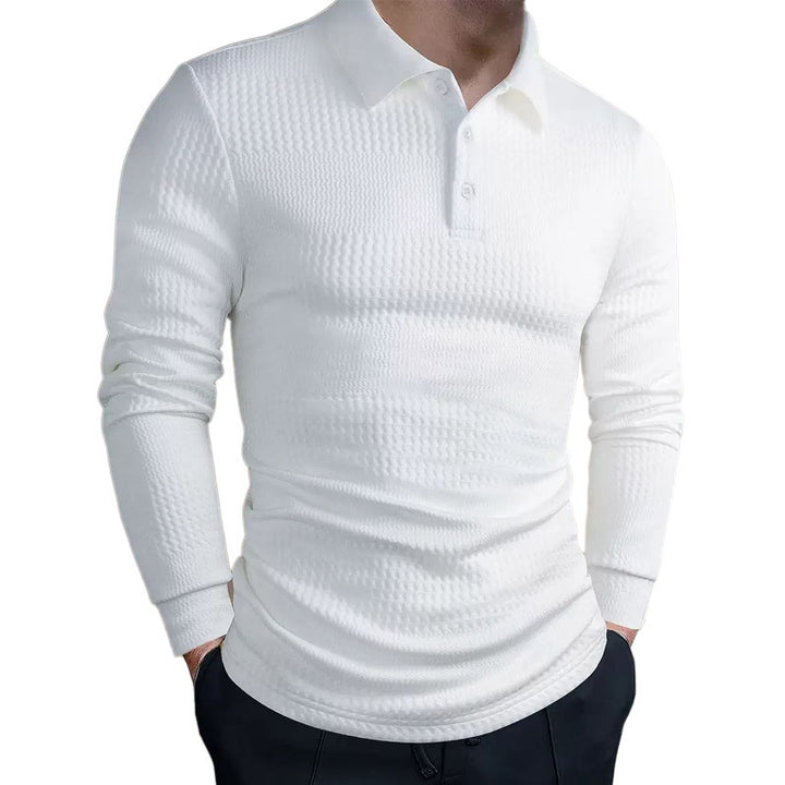 Herren nan tailliertes Waffelstrick-Poloshirt mit klassischem Polokragen Drune