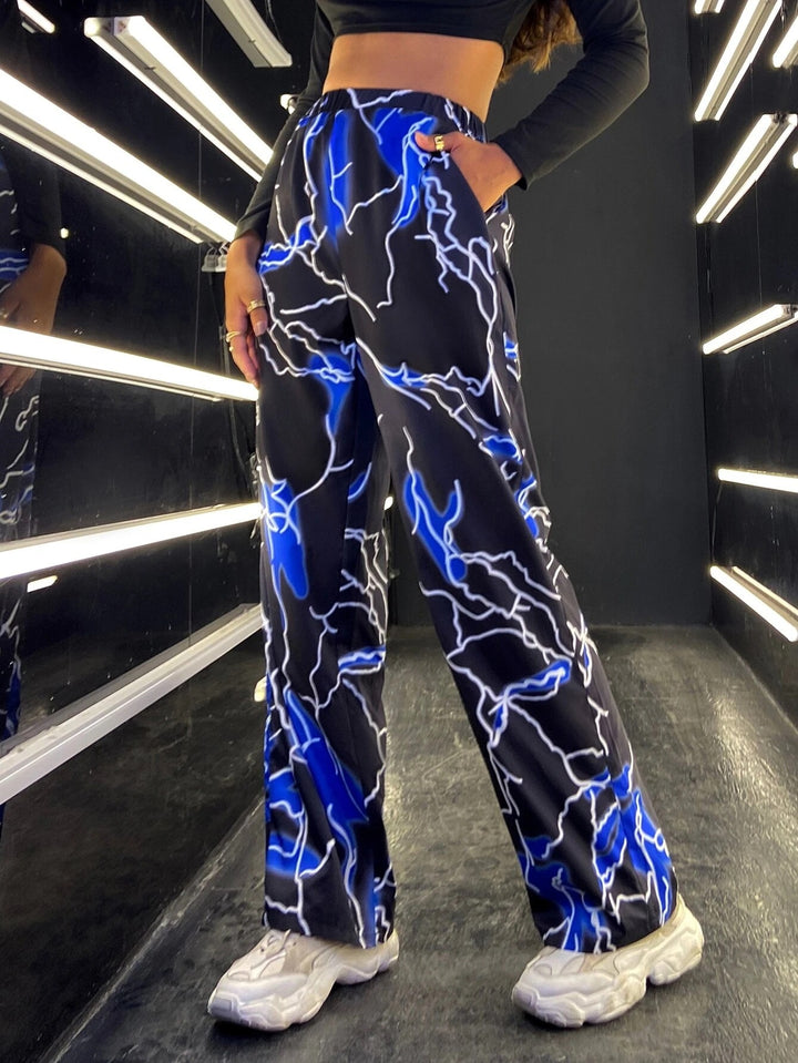 Damen stylische weite Hosen mit einzigartigem Blitzeffekt Drune