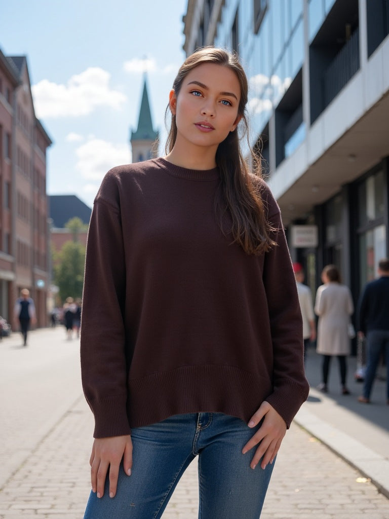 Damen Oversized Pullover mit weichem Feinstrick Drune