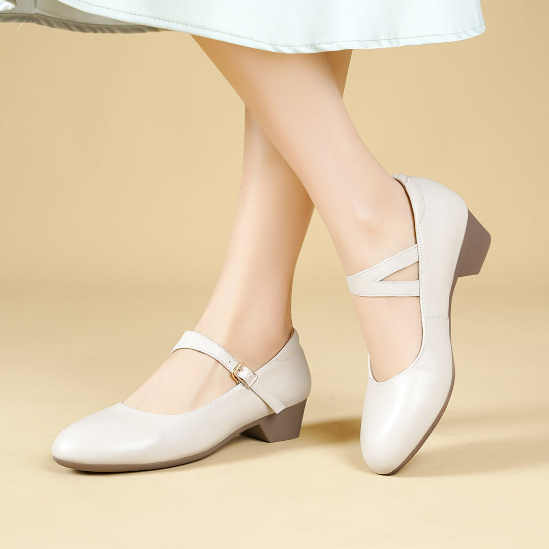 Damen Mary Jane Ballerinas mit modischer Schnalle und bequemer Sohle Drune