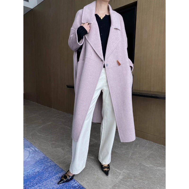 Damen eleganter Oversized-Mantel mit Fransen und tiefem Kragen Drune