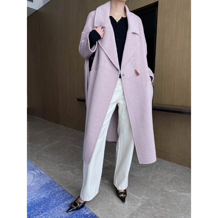 Damen eleganter Oversized-Mantel mit Fransen und tiefem Kragen Drune