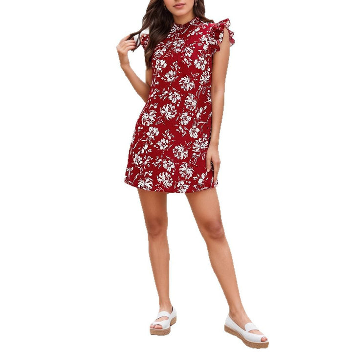 Damen verspieltes Blumenkleid mit Rüschendetails Drune