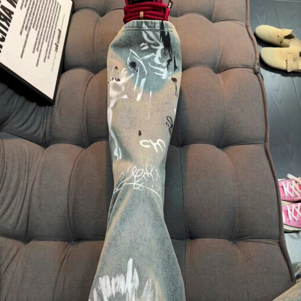 Damen Modische Ripped Skinny Jeans mit kreativen Grafiken Drune
