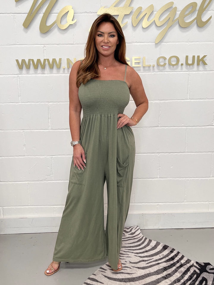 Damen Jumpsuit mit schickem Raffungen und praktischen Taschen Drune