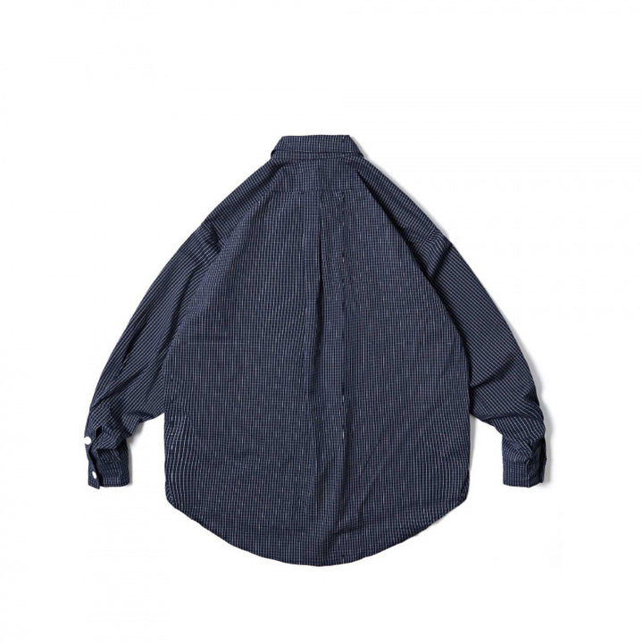 Unisex Oversize-kariertes Hemd mit rundem Saum und aufgesetzten Brusttaschen Drune