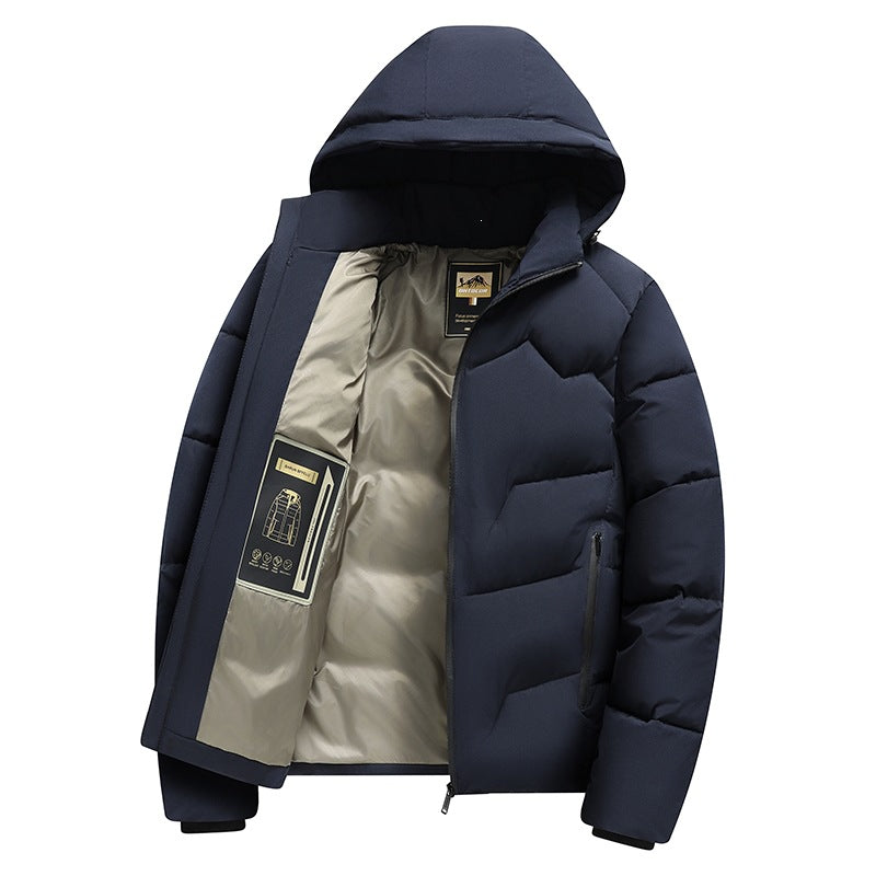 Herren Kurz geschnittene isolierte Steppjacke mit Kapuze, Windschutzblende & technischer Innenfütterung Drune