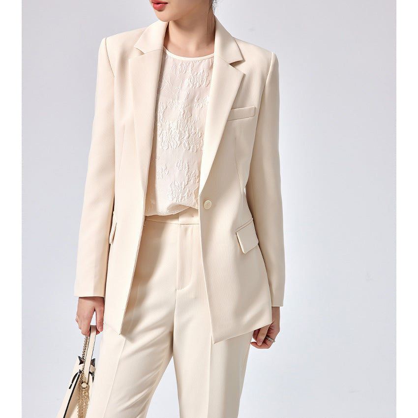 Damen Figurbetonter Midilanger Business-Blazer mit Reverskragen und formgebenden Abnähern Drune