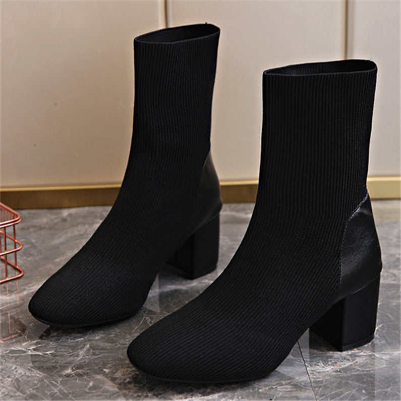 Damen Modische Stiefeletten aus Strick Drune