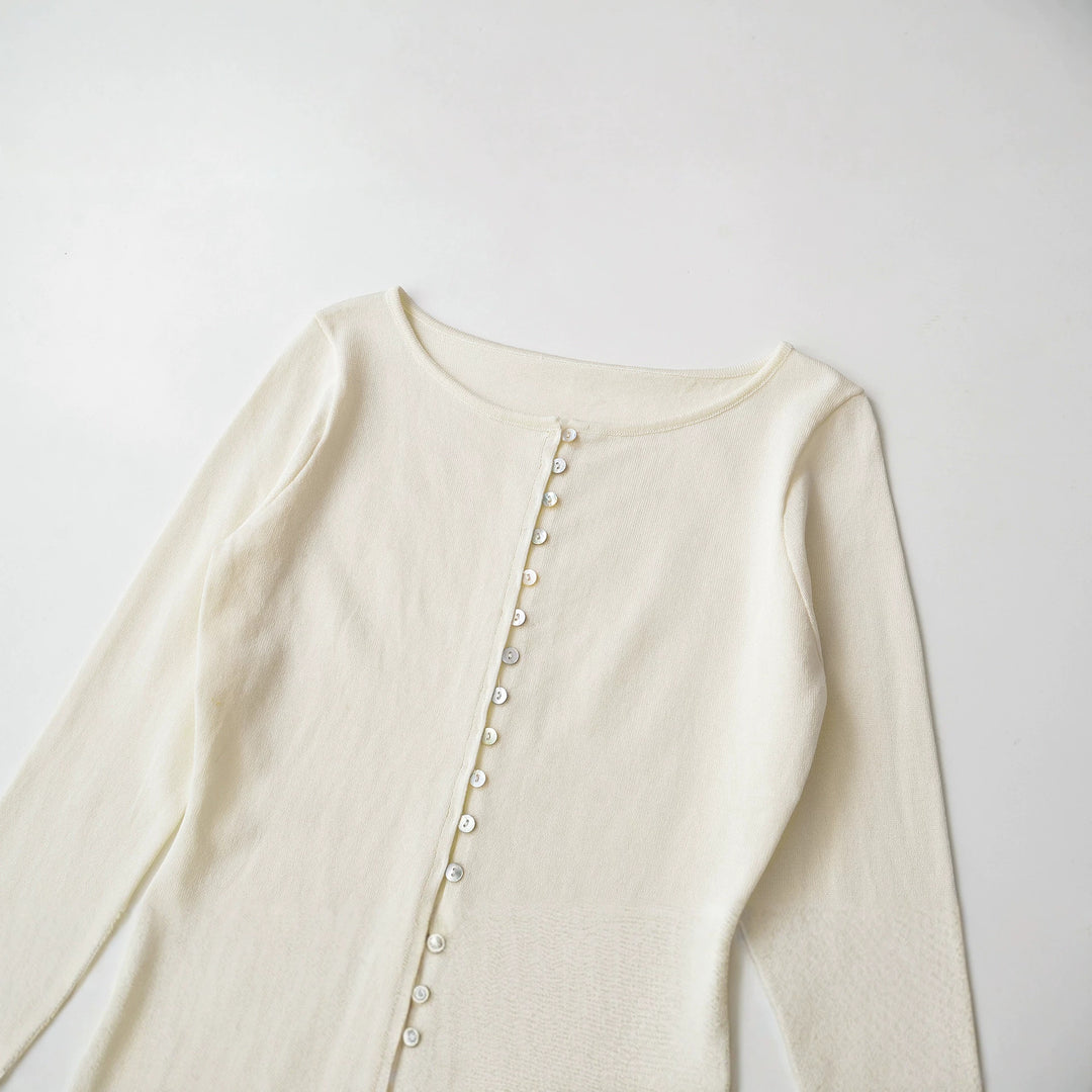 Damen Feinstrick Cropped-Cardigan mit Perlmuttknopfleiste Drune
