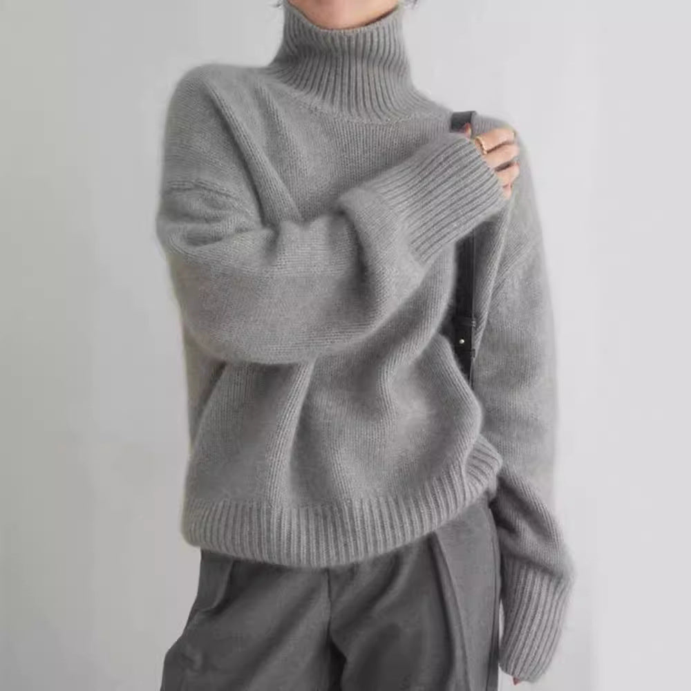 Damen Kaschmir Rollkragenpullover mit weitem Schnitt und eleganter Textur Drune