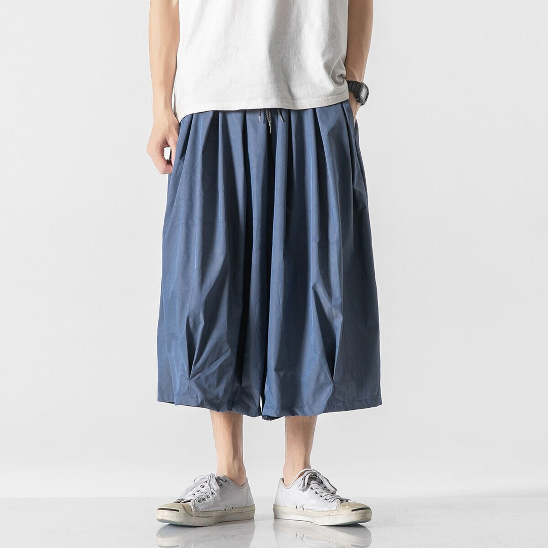 Herren Weit geschnittene Culotte-Loungehose mit tiefem Schritt und elastischem Tunnelzug Drune