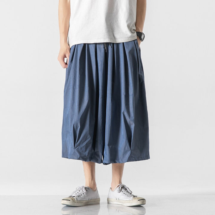 Herren Weit geschnittene Culotte-Loungehose mit tiefem Schritt und elastischem Tunnelzug Drune