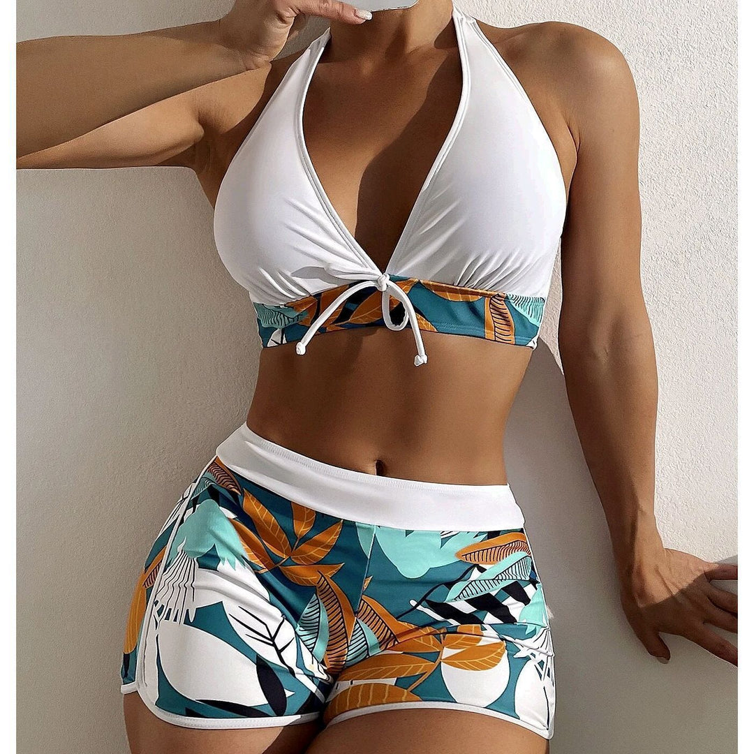 Damen Sportliches Bikini-Set mit trendy Hochbund und floralem Muster Drune