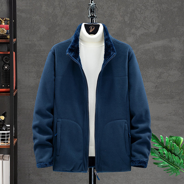 Damen Kuschelige Fleecejacke mit Teddyfutter, Stehkragen und Zwei Reißverschlusstaschen Drune