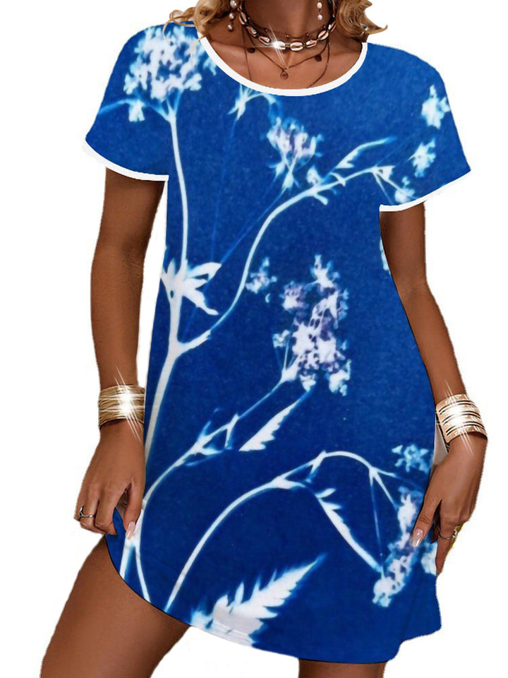 Damen Sommerliches T-Shirt-Kleid mit floralem Print Drune