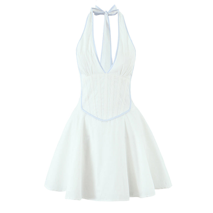 Damen kurzes Halterneck Kleid Drune