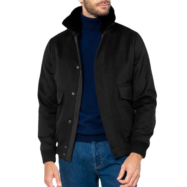Herren modische Bomberjacke mit warmem Kragen Drune