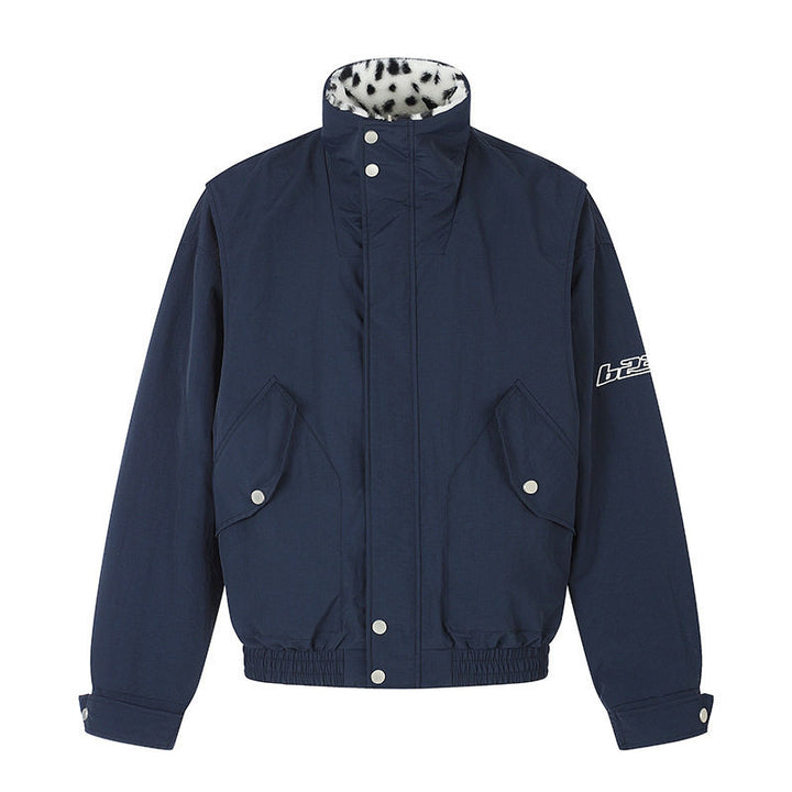 Damen Wattierte Blousonjacke mit Stehkragen und Leo‑Futter Drune