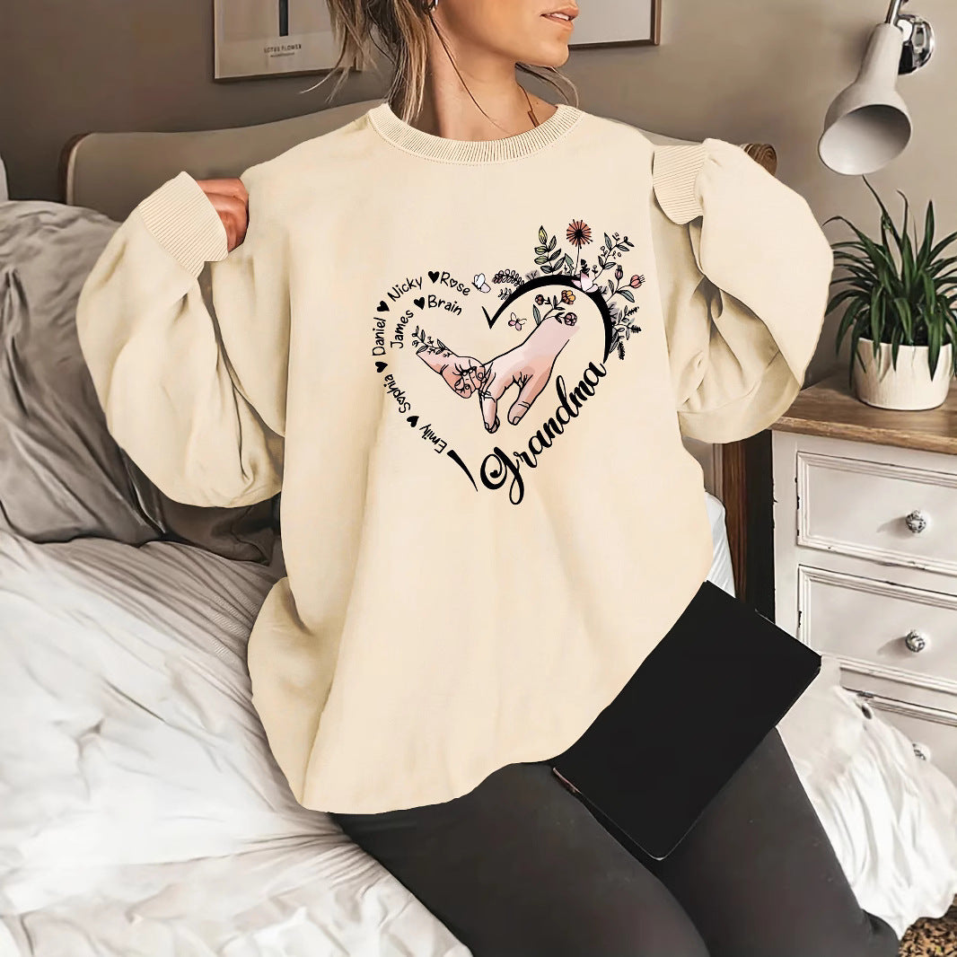 Damen entspannter Pullover mit Blumenmotiven Drune