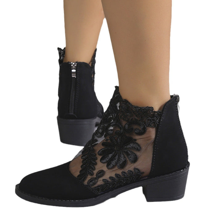 Damen modische Stiefeletten mit aufwendiger Spitzendecke Drune
