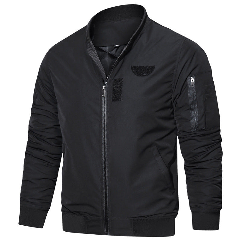 Herren leichter Nylon‑Bomber mit minimalistischem Stehkragen, Ärmel‑Organizer und windabweisender Shell Drune