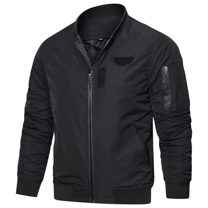 Herren leichter Nylon‑Bomber mit minimalistischem Stehkragen, Ärmel‑Organizer und windabweisender Shell Drune