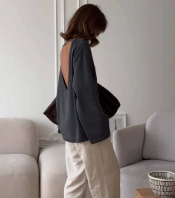 Damen Grobstrick-Kapuzenpullover aus reiner Baumwolle mit Kordelzug Drune