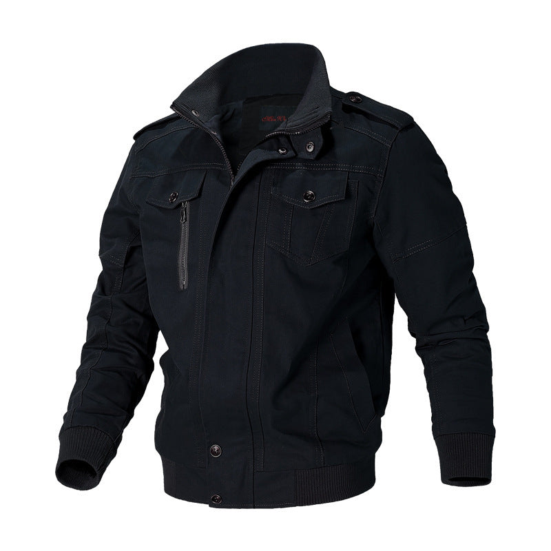 Herren nan robuste Canvas-Bomberjacke im Field-Stil mit Epauletten, verdeckter Druckknopfleiste und funktionalen Taschen Drune