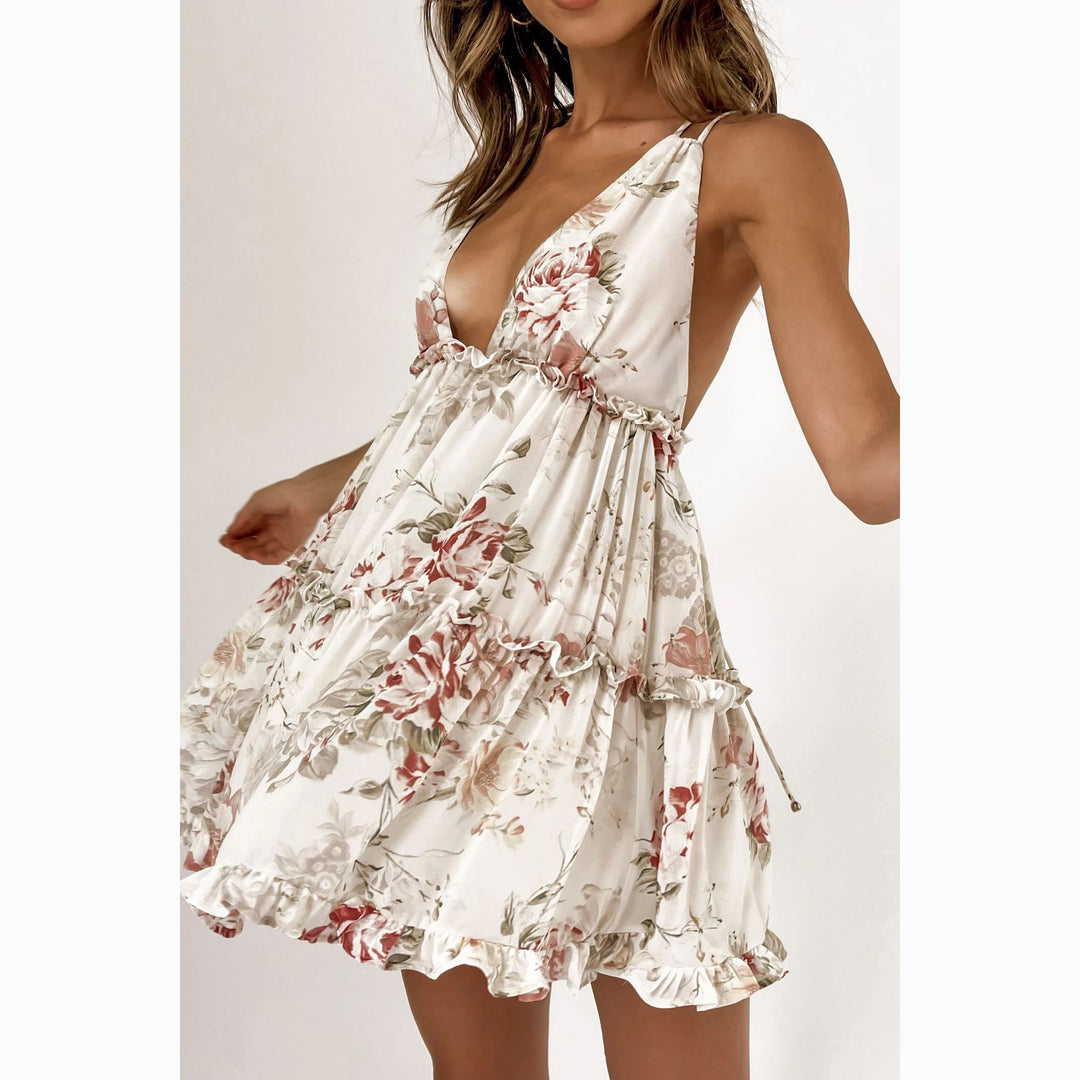 Damen Strahlendes Sommerkleid mit fließendem Schnitt und floralem Design Drune