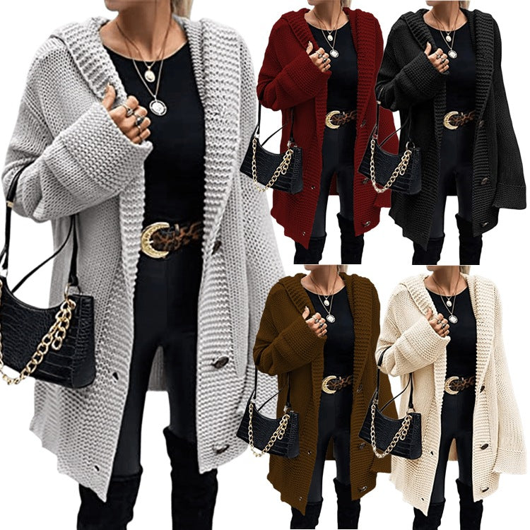 Damen Grobstrick Cardigan mit lässigem Schnitt und modernen Knopfdetails Drune