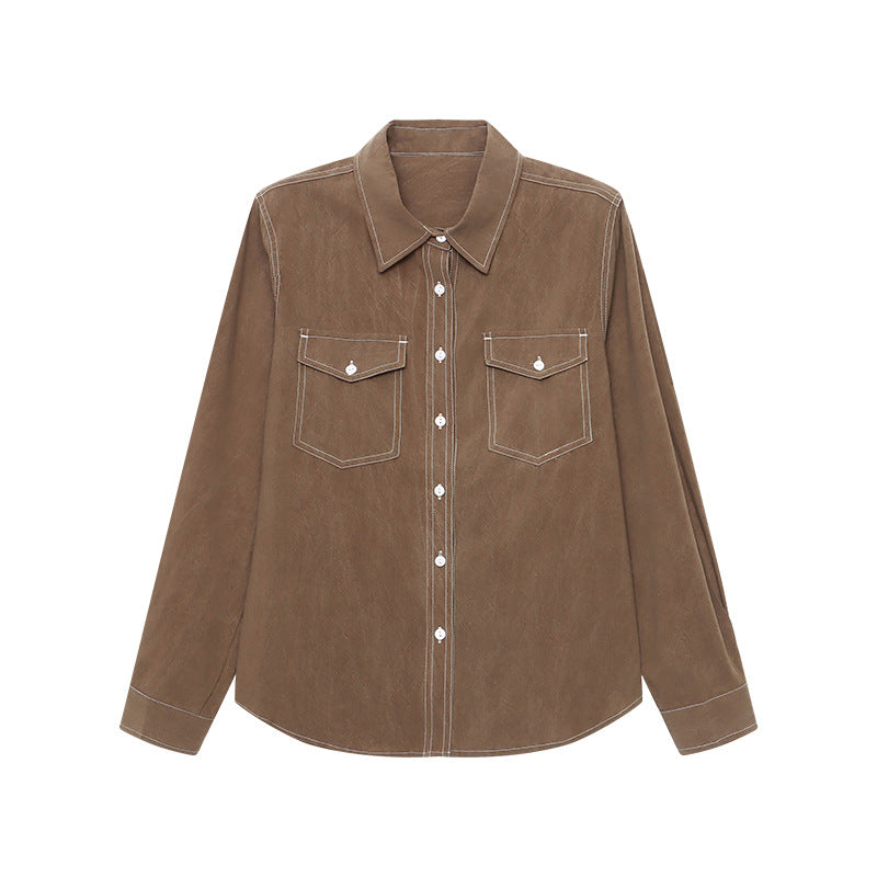 Damen lässige Overshirt-Bluse mit praktischen Brusttaschen und elegantem Schnitt Drune