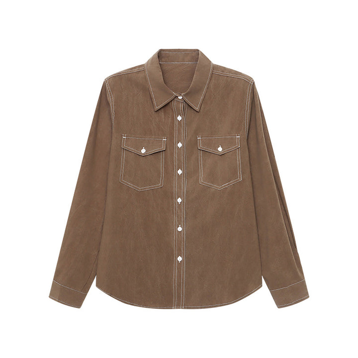 Damen lässige Overshirt-Bluse mit praktischen Brusttaschen und elegantem Schnitt Drune