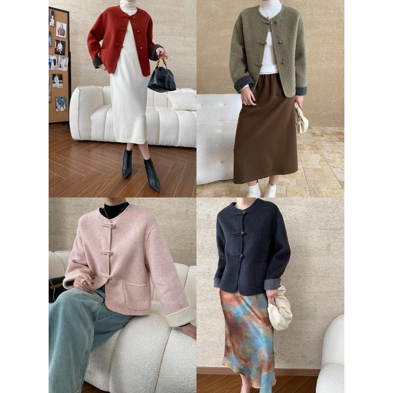 Damen elegante Wolljacke mit Knopfdetails und zeitlosem Design Drune